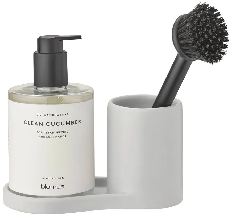 Светлосива стойка за перилни препарати от каменна керамика Piro – Blomus