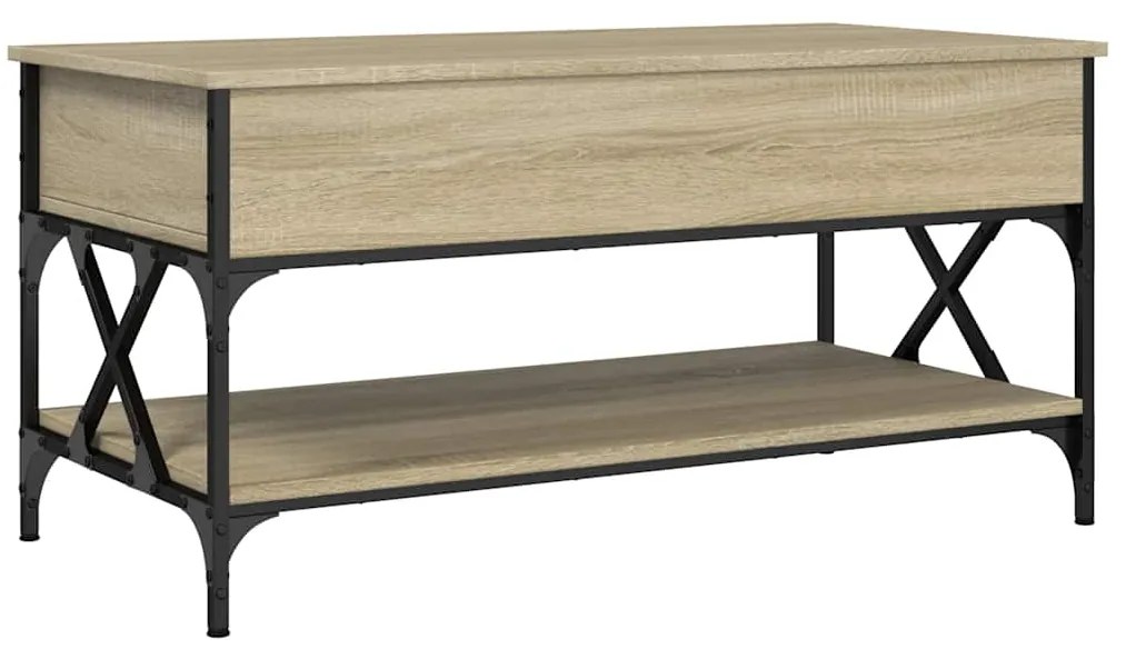 845357 vidaXL Кафе маса, сонома дъб, 100x50x50 см, инженерно дърво и метал