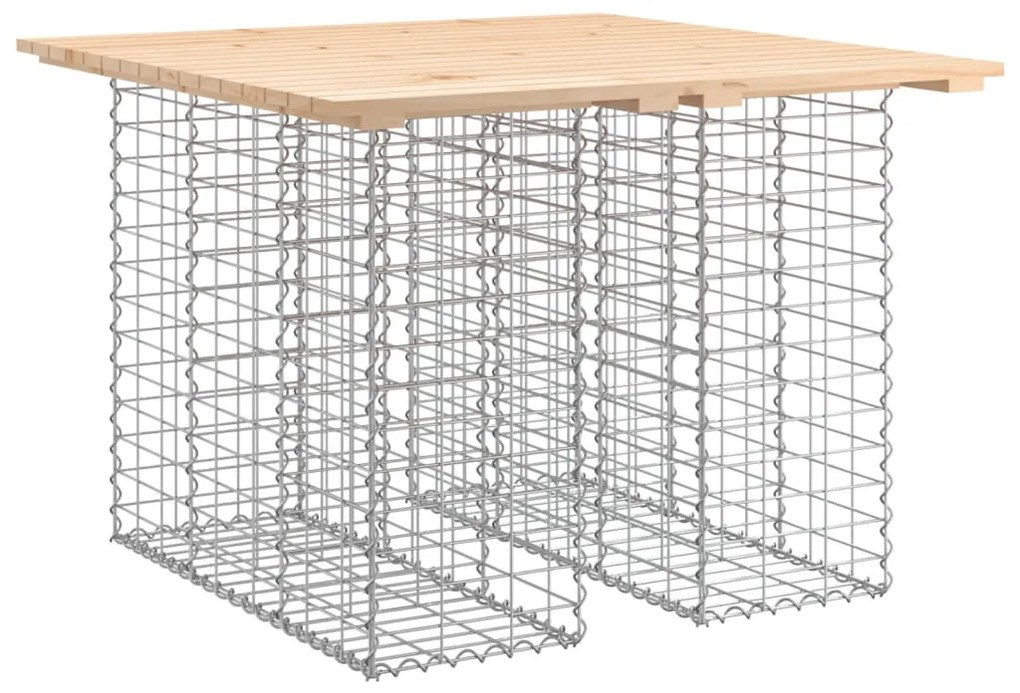 834368 vidaXL Градинска маса, дизайн от габион, 100x102x72 см, масивна дървесина, бор