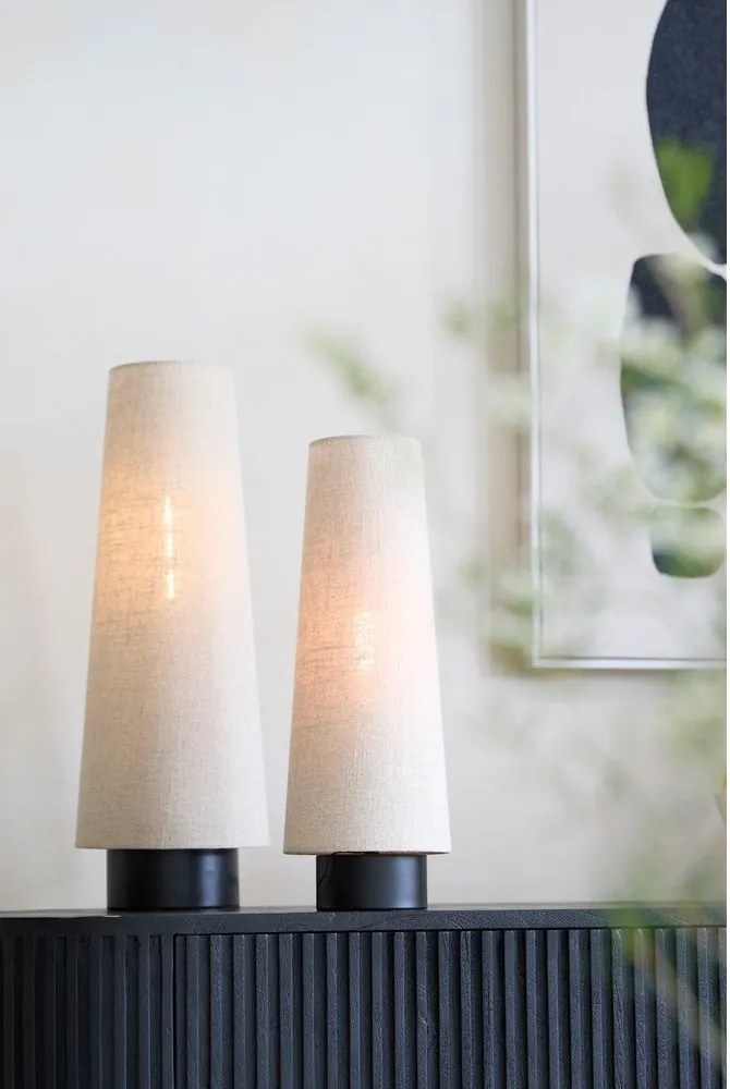 Бежова метална настолна лампа с текстилен абажур (височина 42 cm) Howie – Light & Living