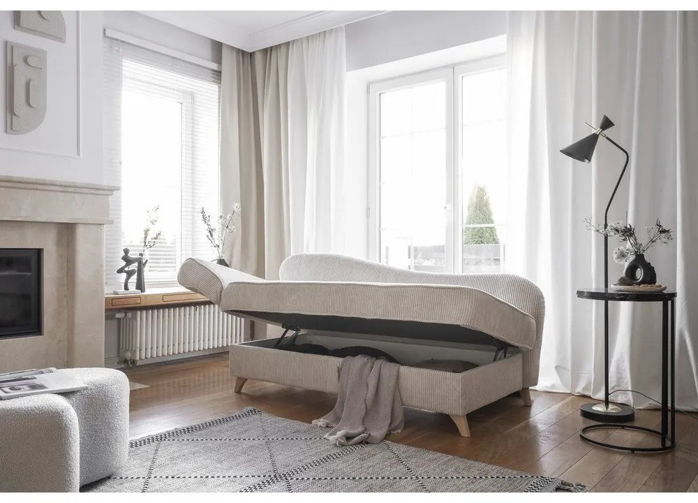 Бежов шезлонг от рипсено кадифе (ляв ъгъл) Chic Charlotte – Miuform