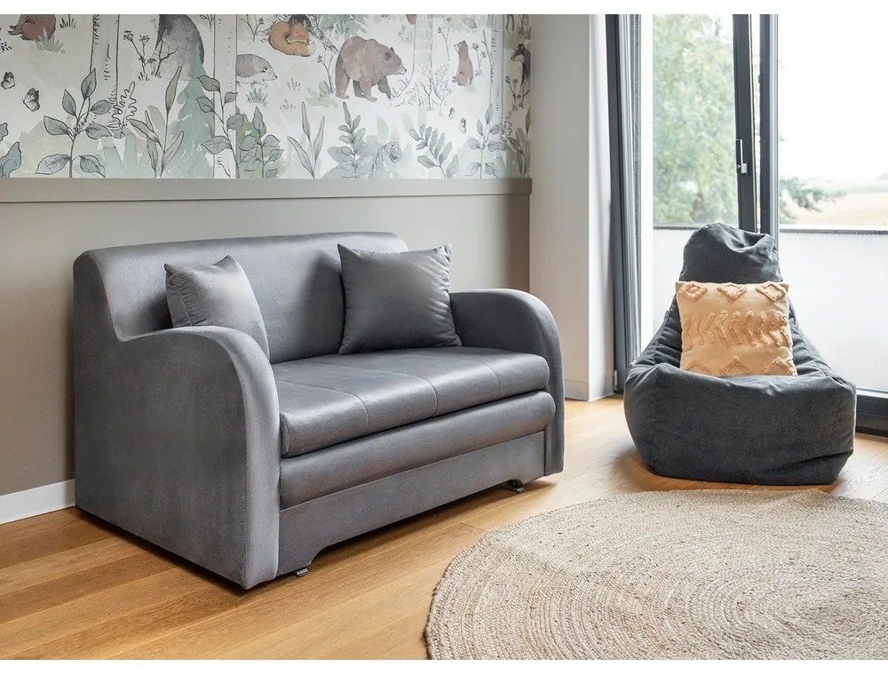 Светлосив кадифен разтегателен диван 130 cm Ario – ELTAP