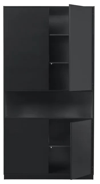 Черен модулен шкаф от борова дървесина 110x210 cm Finca - WOOOD