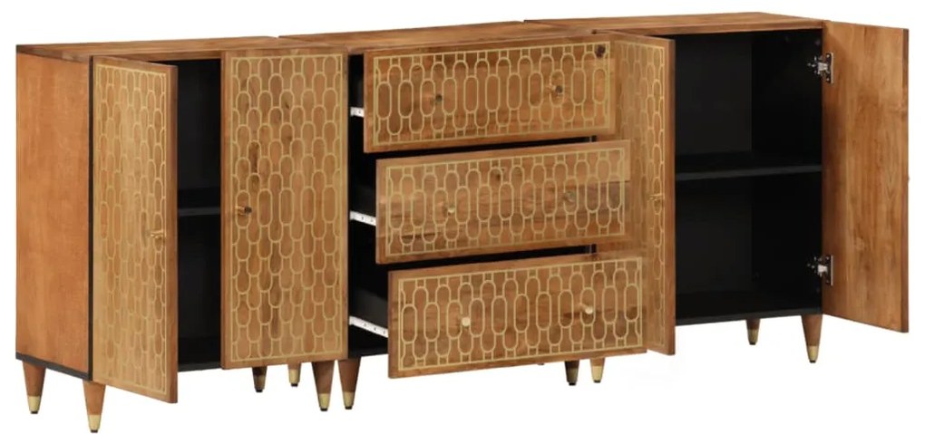 3206310 vidaXL Странични шкафове 3 бр 60x33x75 см манго масивно дърво