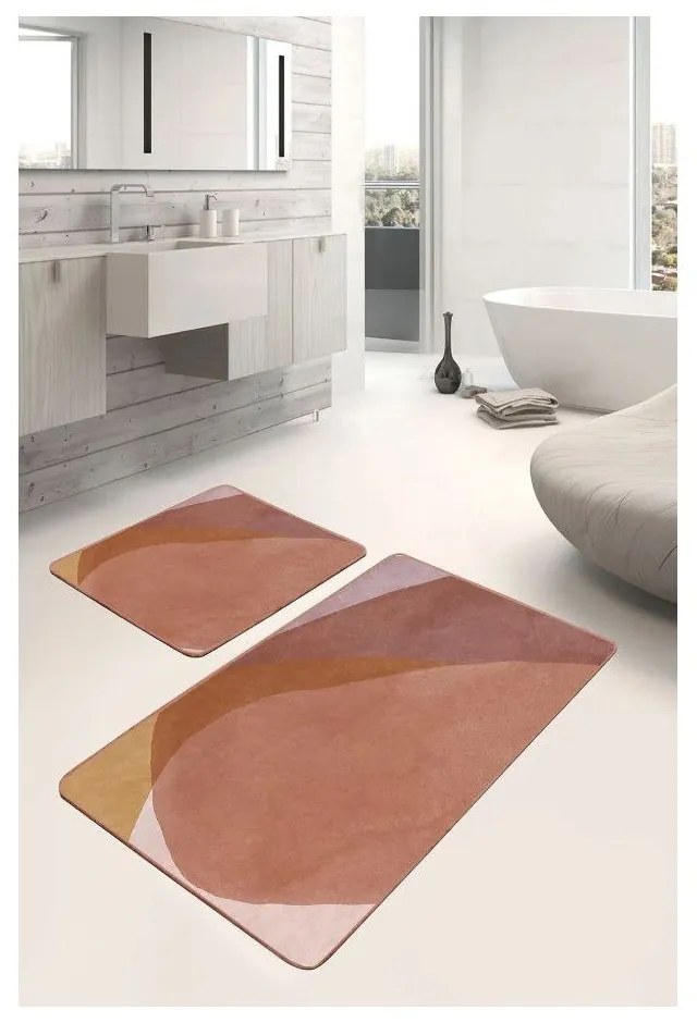 Кафяви кадифени килими за баня в комплект от 2 бр. 60x100 cm – Mila Home