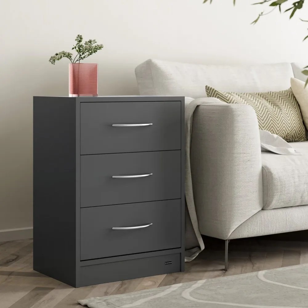 Нощно шкафче Eloise - комплект от 2 части, 3 чекмеджета, 54 × 39 × 28 cm drevo / sivá