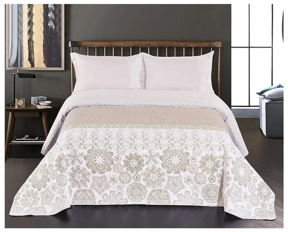Бежова двустранна покривка за легло от микрофибър , 240 x 260 cm Alhambra - DecoKing