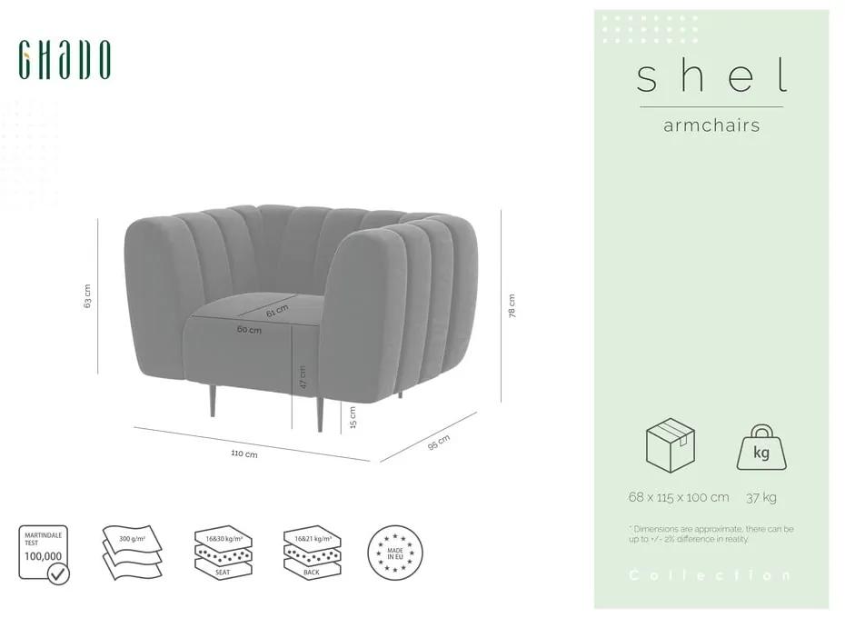 Тъмно сиво кадифено кресло Shel - Ghado