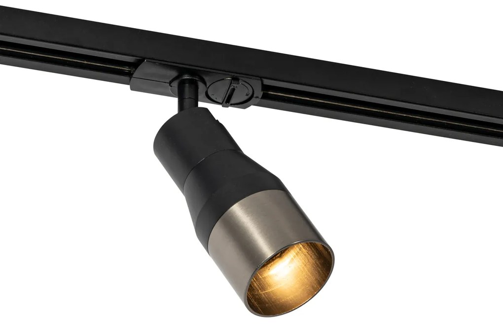 Модерен прожектор черен с гюней метал за 1-фазова релсова система GU10 50mm - Iconic Kohua