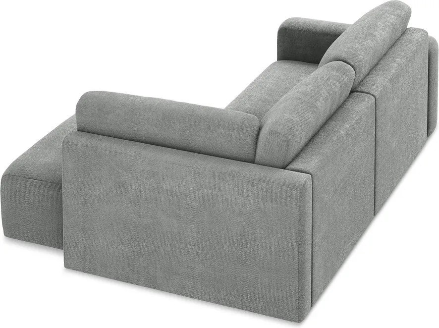 Сив шенилов сгъваем/с място за съхранение ъглов диван (десен ъгъл/L форма) Kona – Makamii
