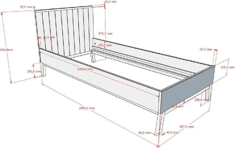 Бежово детско легло 90x200 cm от масивен бор без ламелно дъно Sezane – Vipack