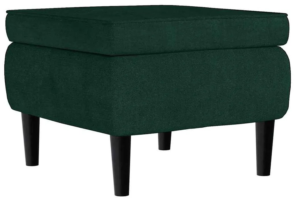 329438 vidaXL Табуретка с дървени крака, тъмнозелена, кадифе