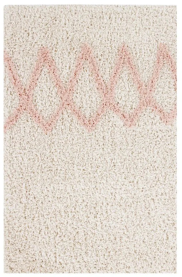 Розов и кремав ръчно изработен памучен килим подходящ за пране 120x160 cm Atlas Natural – Lorena Canals