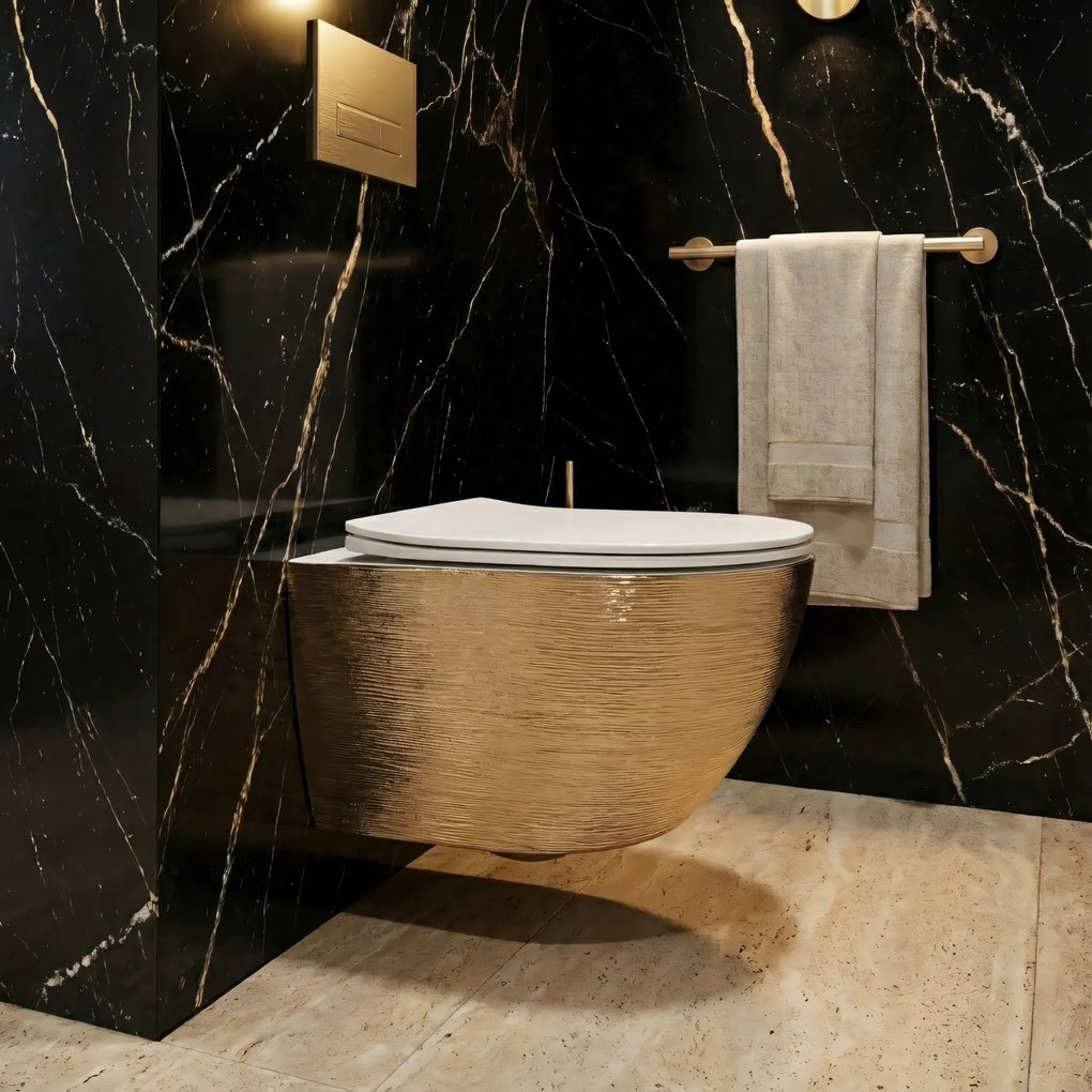 Тоалетна чиния Rea Carlo Flat Brush Gold