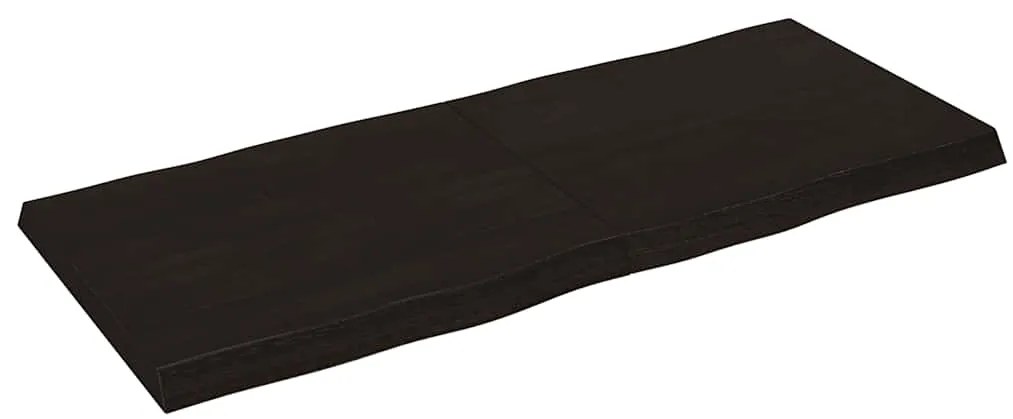 364033 vidaXL Плот за маса тъмнокафяв 140x60x(2-6) см обработен масивен дъб