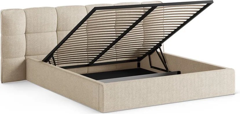 Бежово двойно легло 180x200 cm тапицирано с място за съхранение с включена подматрачна рамка Eric – Micadoni