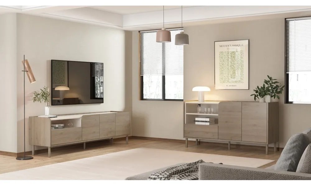 Скрин от дъбов декор в естествен цвят 141x75,5x44 cm Monza – Marckeric