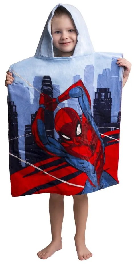 Синьо и червено детско пончо от хавлиена материя Spider-Man - Jerry Fabrics
