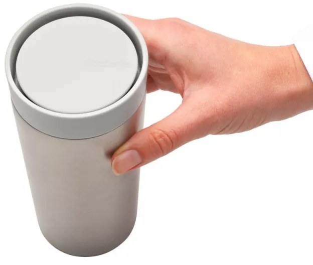 Термо чаша Brabantia Make&Take 1008490, 360 мл, Устойчива на разливане, Инокс/светлосив