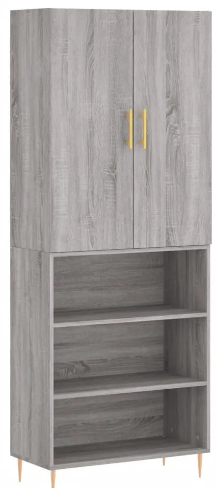 3196065 vidaXL Висок шкаф, сив сонома, 69,5x34x180 см, инженерно дърво