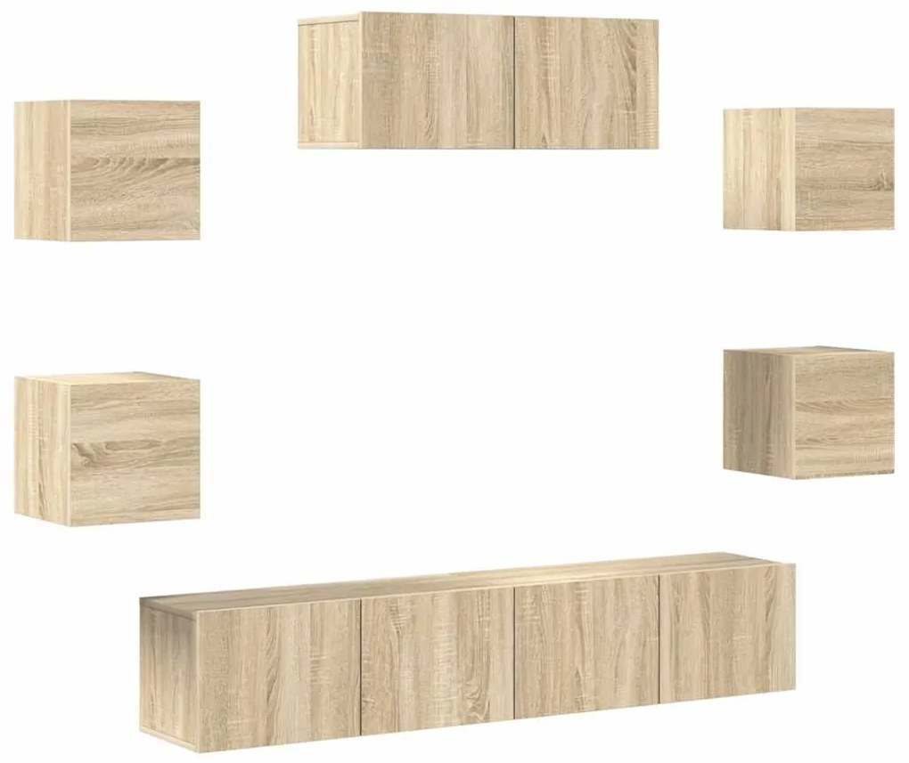 3114512 vidaXL Комплект ТВ шкафове от 7 части, сонома дъб, инженерно дърво7
