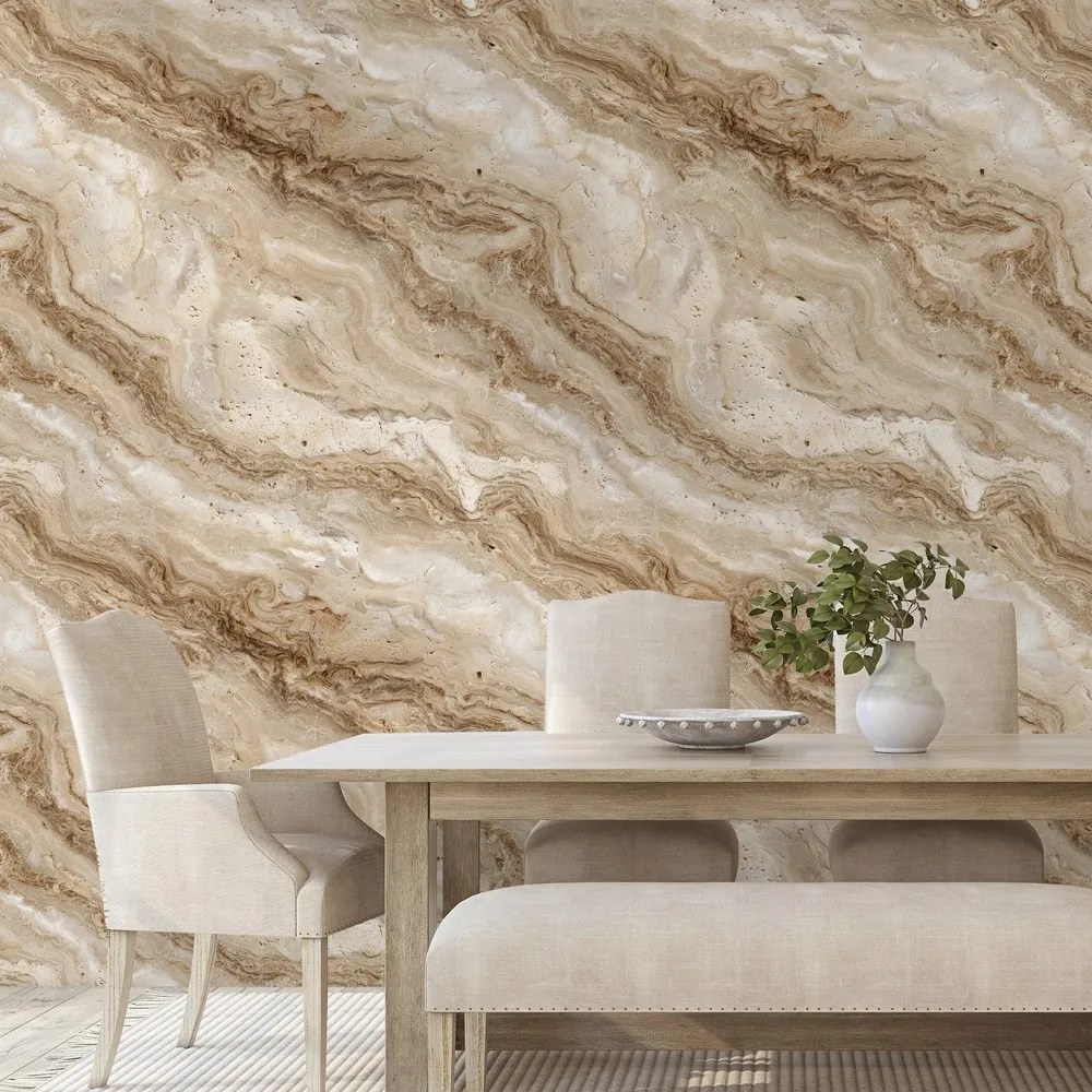 Тапет – Естествен бежов мраморен мотив