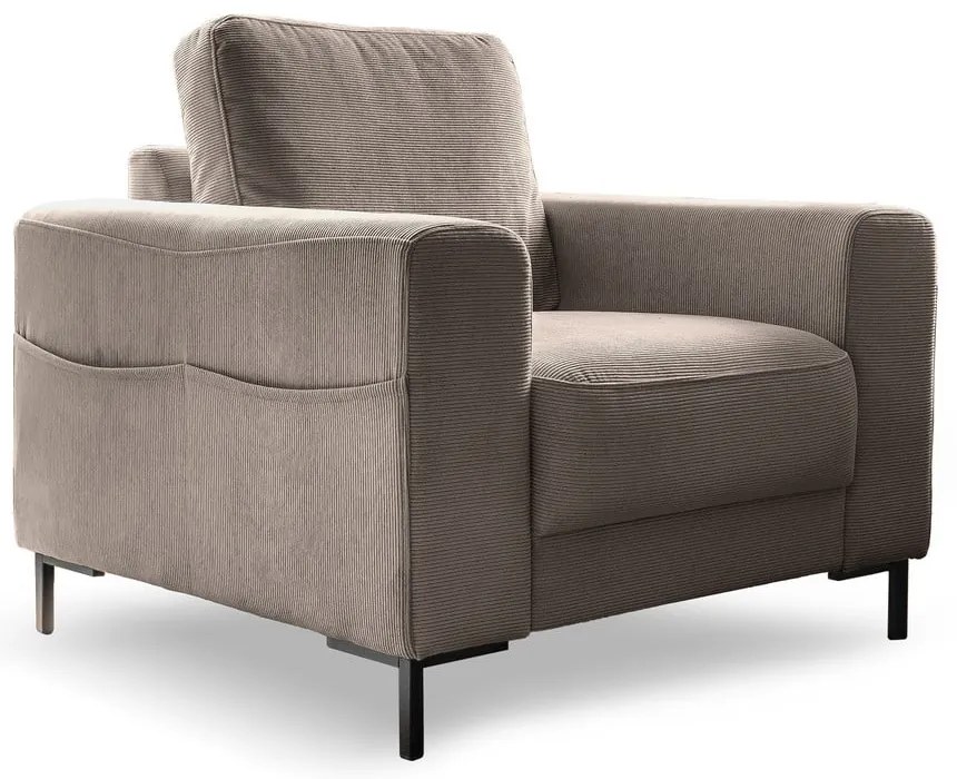 Кафяво кресло от рипсено кадифе Lofty Lilly – Miuform