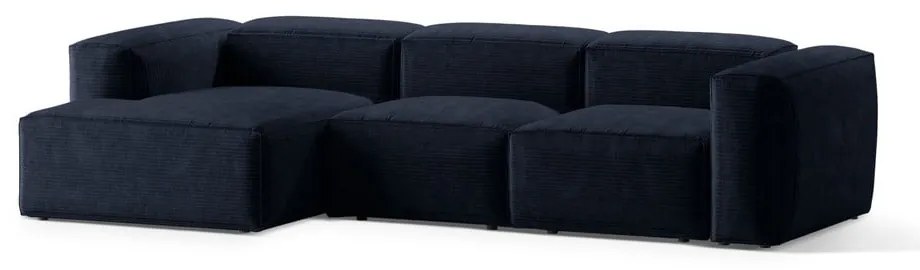 Тъмносин ъглов диван от рипсено кадифе (ляв ъгъл) Bergamo – Cosmopolitan Design