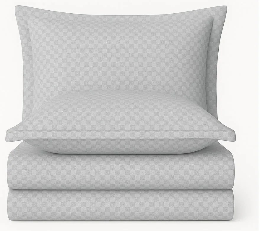 Сиво двойно удължено спално бельо от памук Renforcé 240x220 cm Checkered – Mila Home Luxury