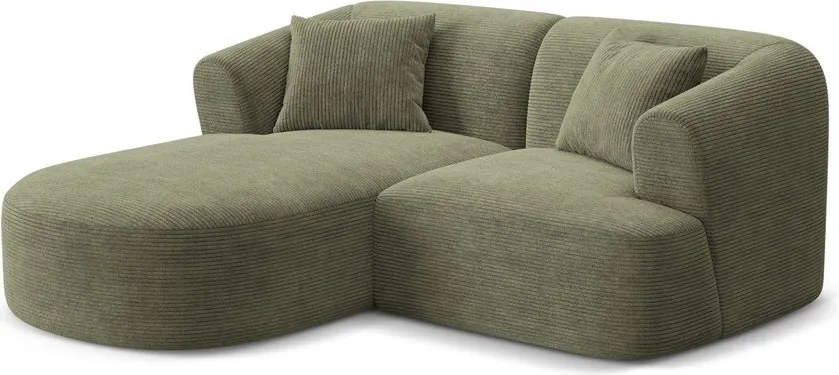 Зелен ъглов диван от рипсено кадифе (ляв ъгъл) Campi – Cosmopolitan Design