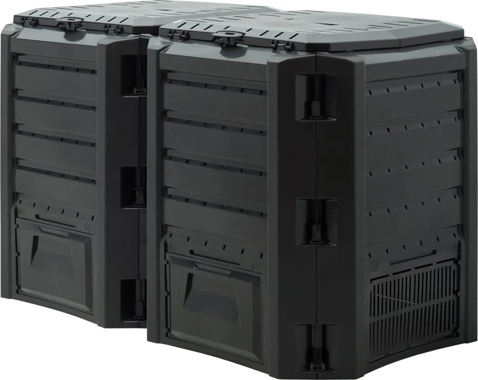 Градински черен пластмасов компостер 800 л - 135 × 72 × 83 см