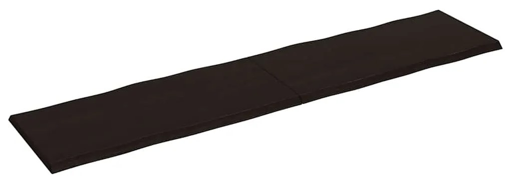 364054 vidaXL Плот за маса тъмнокафяв 220x50x(2-4) см обработен масивен дъб