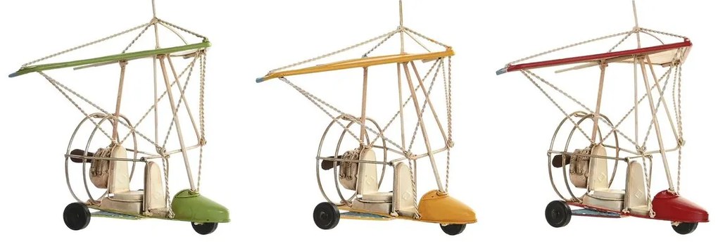 Декоративна фигурка DKD Home Decor Червен Метал Зелен Жълт (32 x 18,5 x 25 cm) (3 броя)