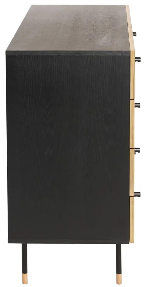 Черен и естествен нисък скрин от дъб 130x87 cm Jugend – Woodman