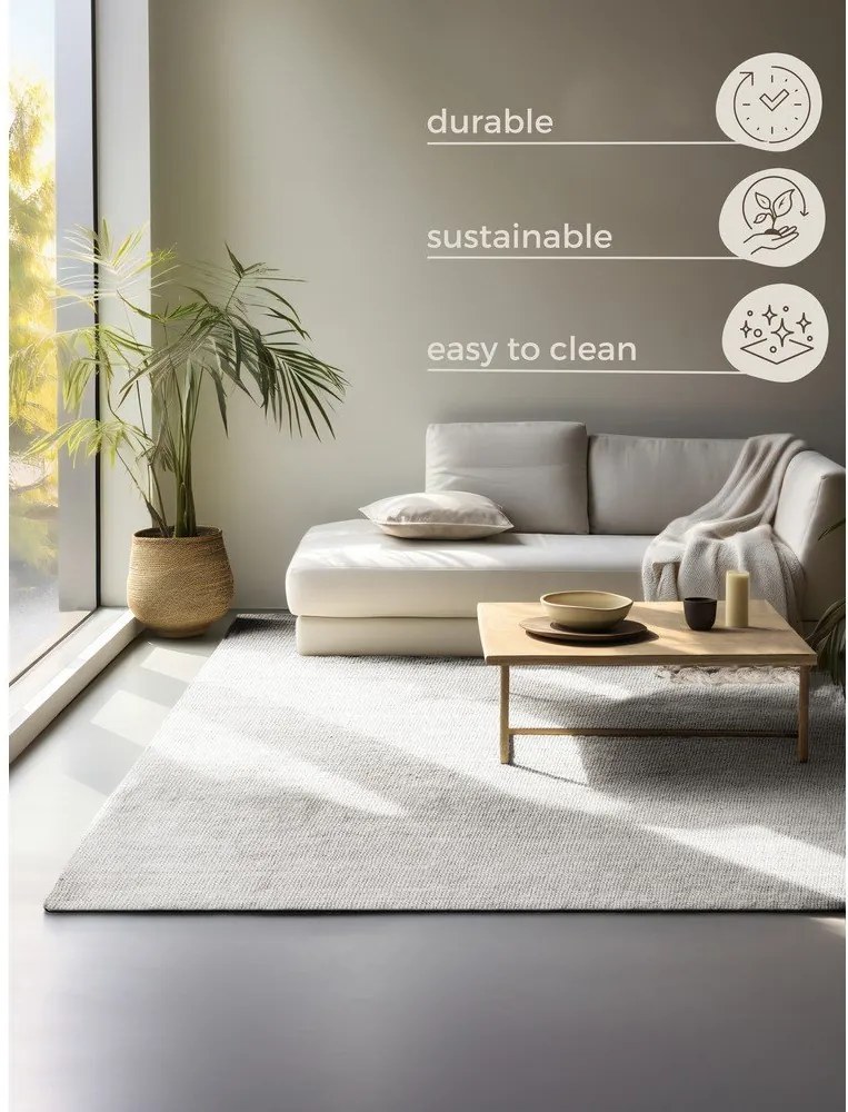 Светлосив двустранен ръчно изработен ютен килим 60x90 cm Bouclé Jaipur – Hanse Home