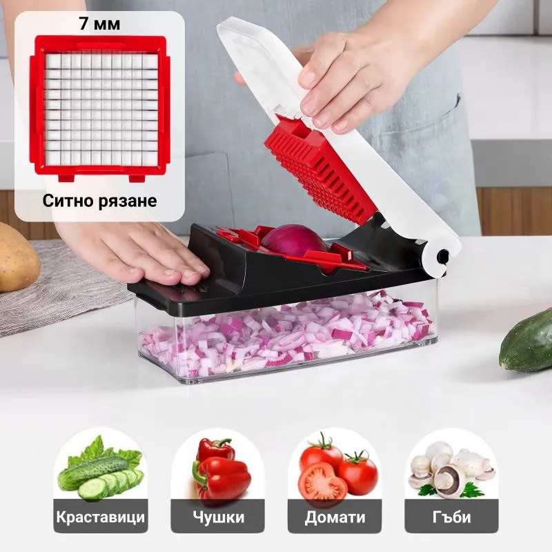 Мултифункционална преса Izibizi PS-331A, 1.2 л, 2 ножа, Неръждаема стомана, Гумени крачета, Без BPA, Бял/Черен