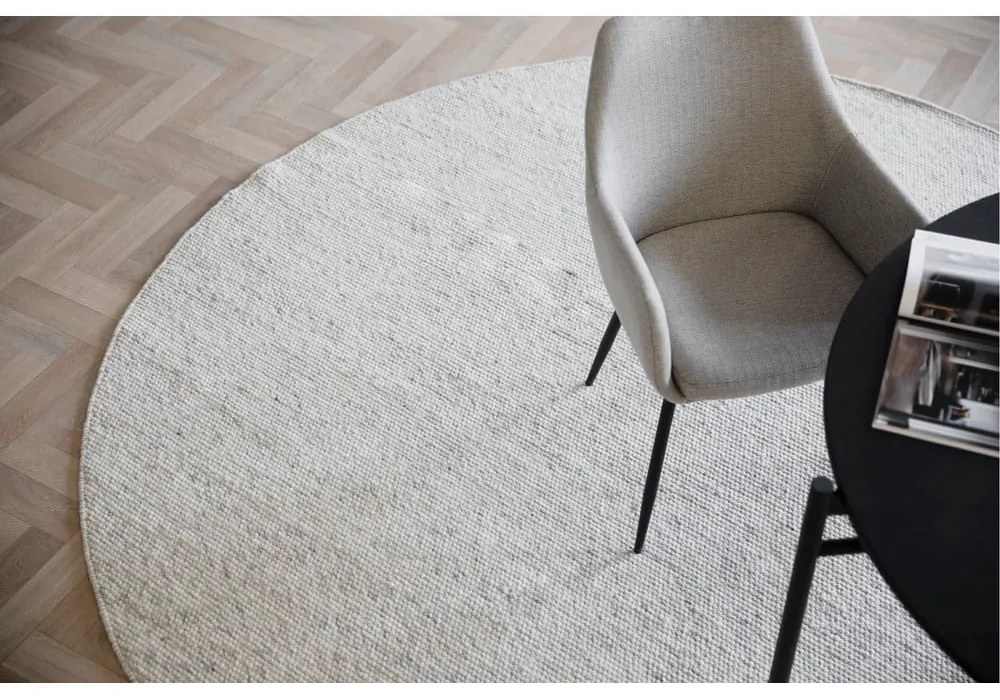 Светлосив вълнен кръгъл килим ø 250 cm Auckland - Rowico