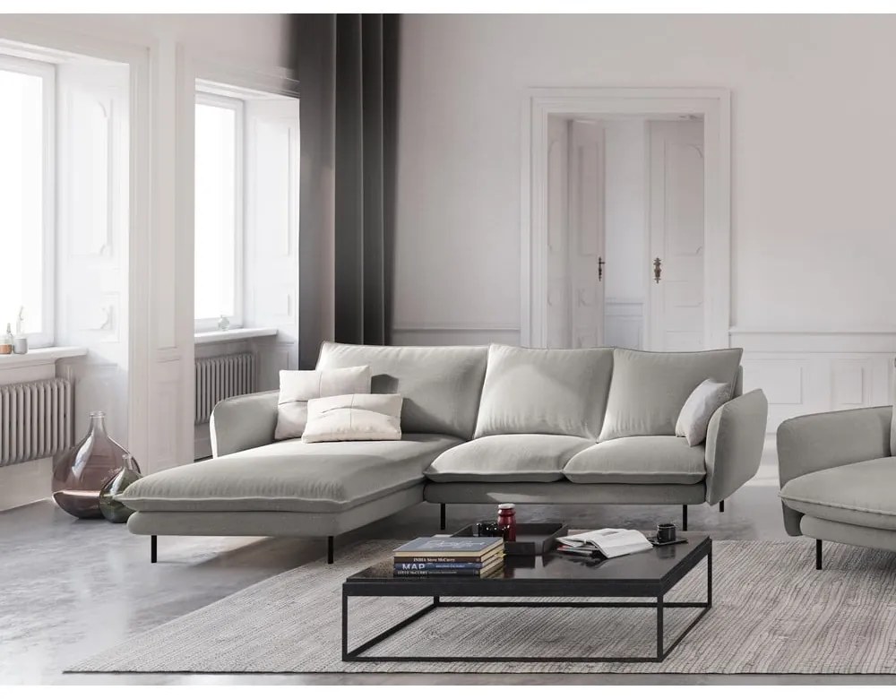 Светлосив ъглов диван , ляв ъгъл Vienna - Cosmopolitan Design