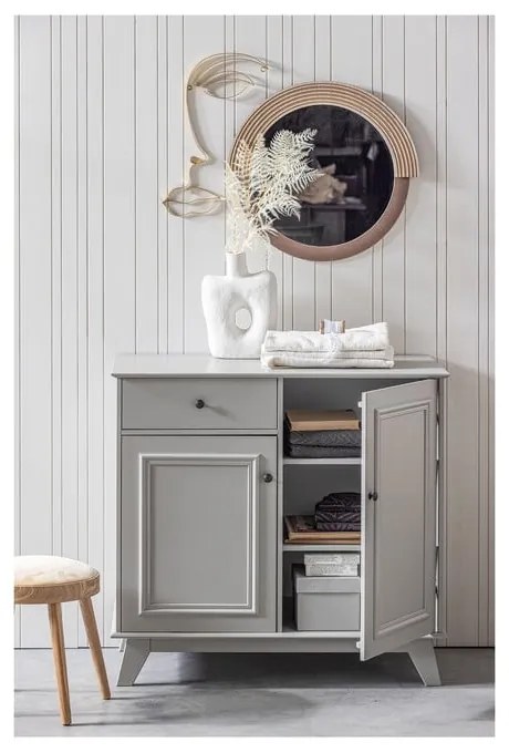 Светлосив нисък детски скрин от борова дървесина 98x93 cm Lily - WOOOD