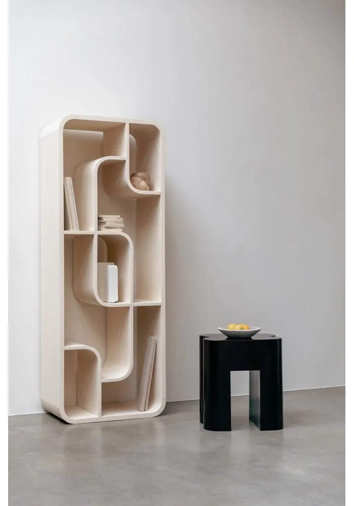 Кремава библиотека от масивен дъб 60x160x35 cm Seven – Zuiver