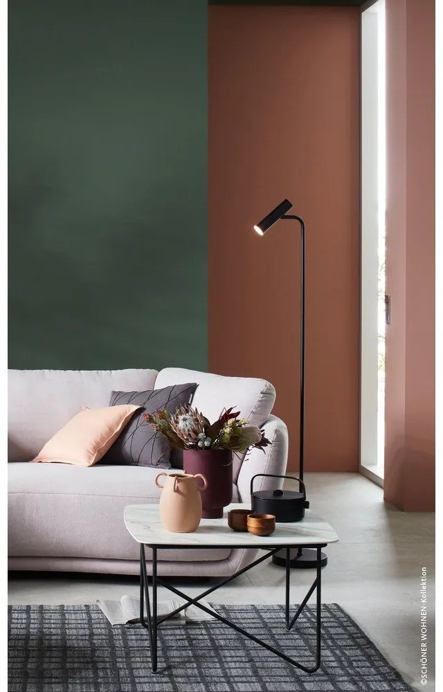 Черна LED затъмняваща се подова лампа (височина 154 cm) Stina – Fischer &amp; Honsel