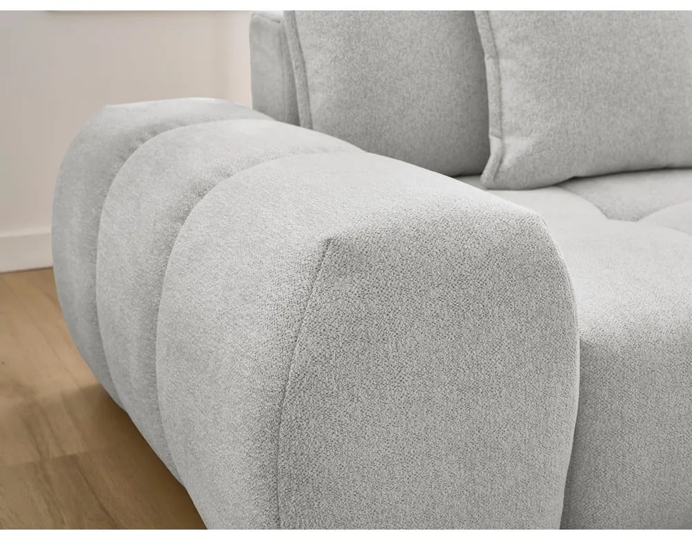 Светлосив шенилов сгъваем/с място за съхранение ъглов диван (десен ъгъл) Everest – Bobochic Paris