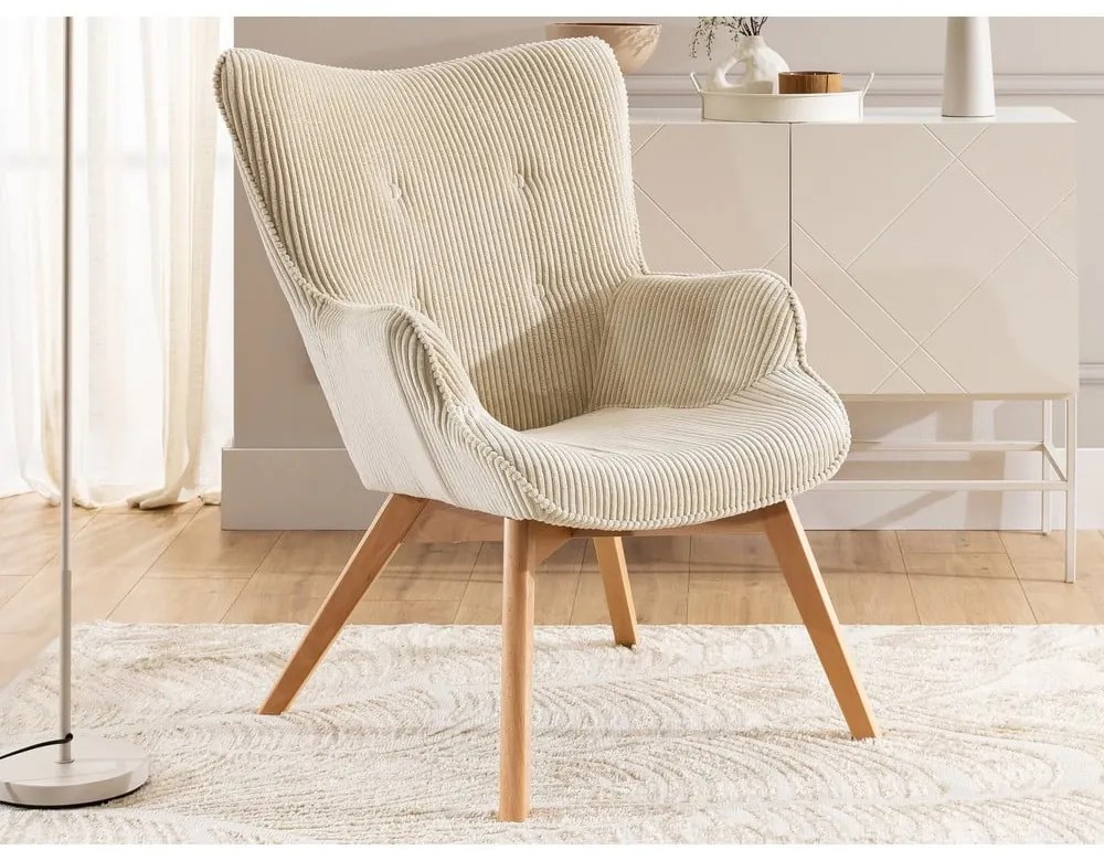 Бежово кресло от рипсено кадифе Niko – Ropez