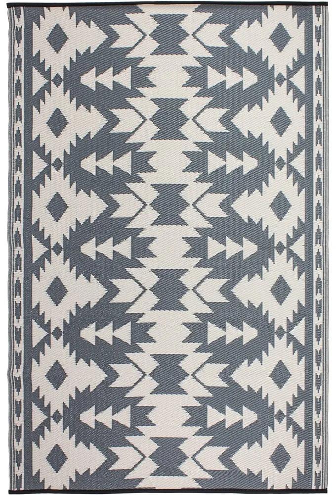 Сив двустранен килим за открито, изработен от рециклирана пластмаса Сив, 90 x 150 cm Miramar - Fab Hab
