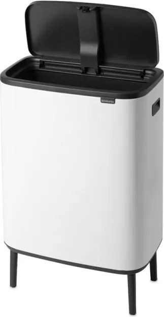 Кош за боклук Brabantia Bo Touch Hi 1001259, 60 л, Странични отвори за пренасяне, Регулируеми крака, Бял