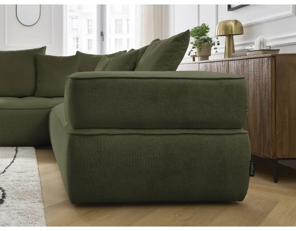 Зелен шенилов ъглов диван (ляв ъгъл/L форма) Whesley – Bobochic Paris