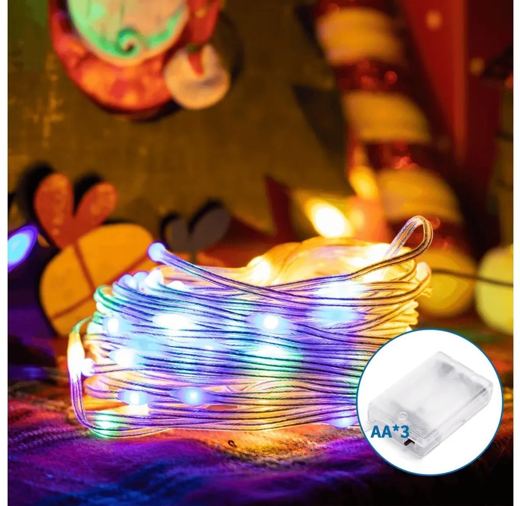 Aigostar - LED коледен гирлянд 100 LED, 3xAA, 10,3 м, мултицветен