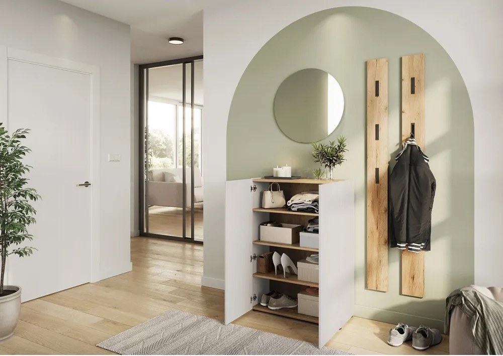 Кремаво шкафче с дъбов декор 74x105x33 cm Alviano – Germania