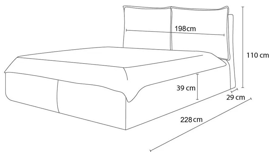 Тъмнозелено двойно тапицирано легло с място за съхранение с включена подматрачна рамка 180x200 cm Garance – Bobochic Paris