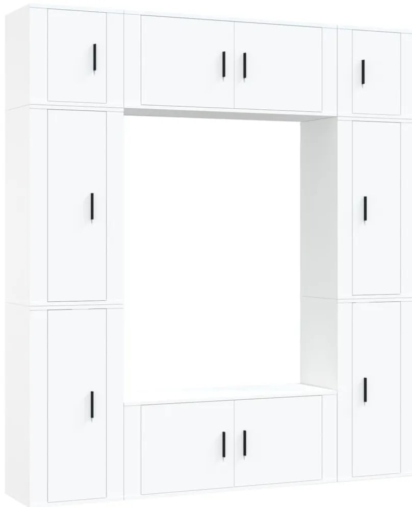 3188638 vidaXL Комплект ТВ шкафове от 8 части инженерно дърво Бял гланц